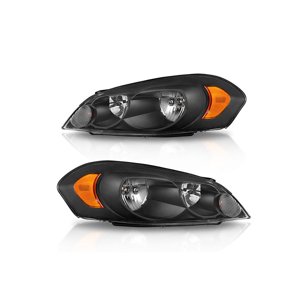 For 2006-2016 Chevy Impala Black Housing Amber Corner Bumper Headlights LH+RH US 2006 2007 2008 2009 2010 2011 2012 2013 2014 2015 2016